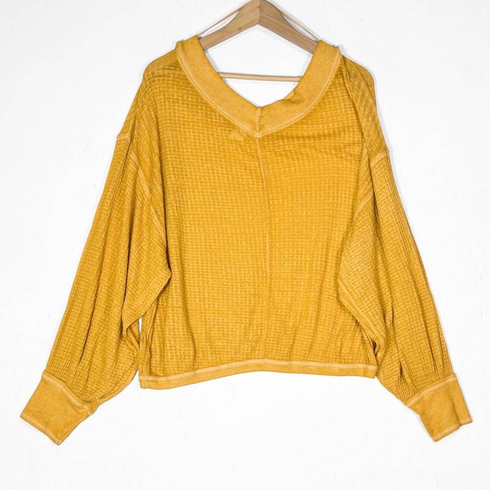 Free People We The Free South Side Thermal Top Womens M Oversized Slouchy - Picture 3 of 7
